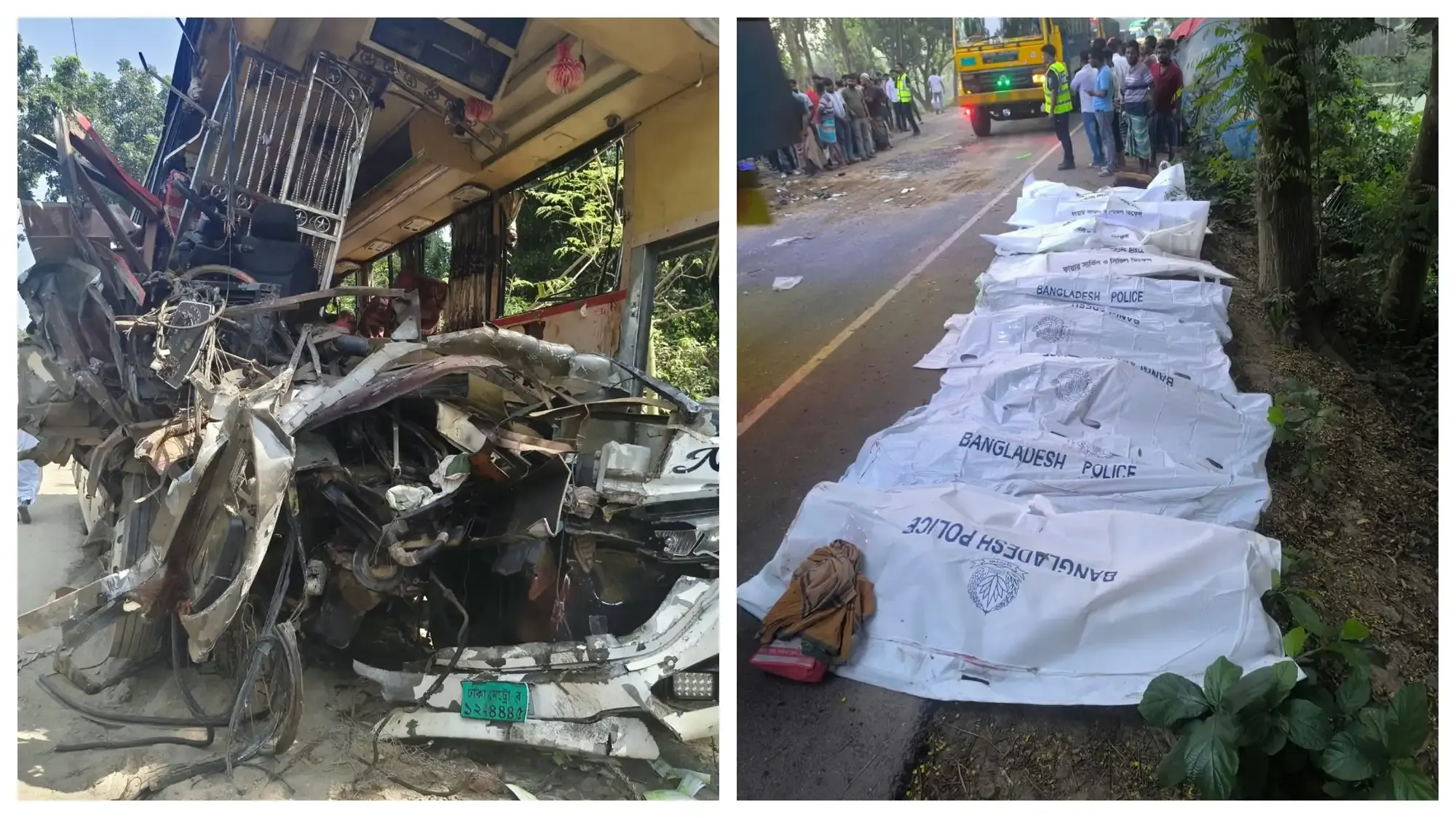 নাটোরের বনপাড়ায় বাস-ট্রাকের মুখোমুখি সংঘর্ষে নিহত ১৪, আহত অন্তত ৩০