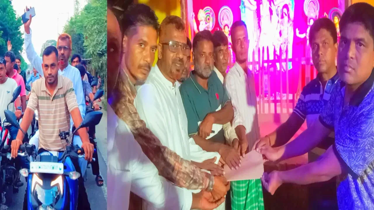 ভালুকায় শারদীয় দুর্গোৎসব: ৪নং ধীতপুর ইউনিয়নে ইউপি চেয়ারম্যান পদপ্রার্থী নাজিম উদ্দিনের পূজামণ্ডপ পরিদর্শন ও আর্থিক অনুদান
